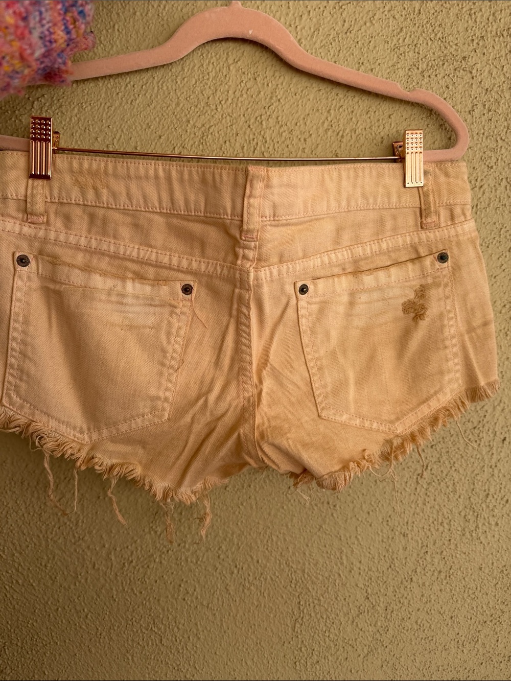 Peach Pink Lace-Up Distressed festival Denim Shorts - Picture 6 of 6